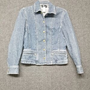 Jones New York Premium Denim Women's  Blue Jean Jacket Size SmP. Full Snap Front
